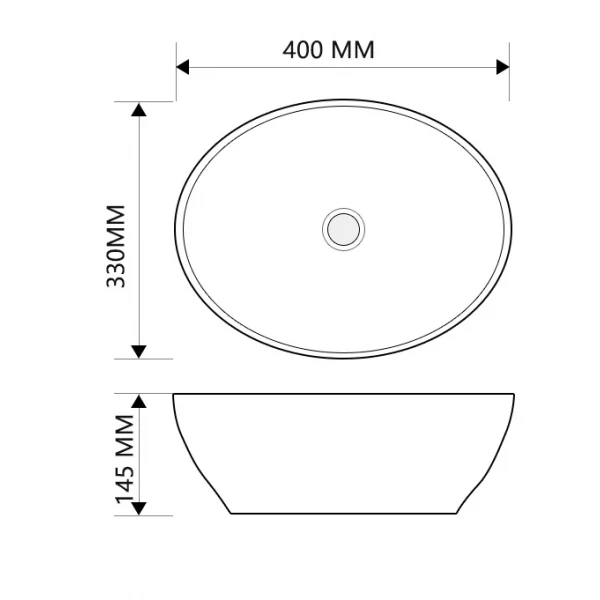 Раковина накладна MIXXUS PREMIUM ELLIPSE-0108 MARBLE 400х330х145mm (MP6526)