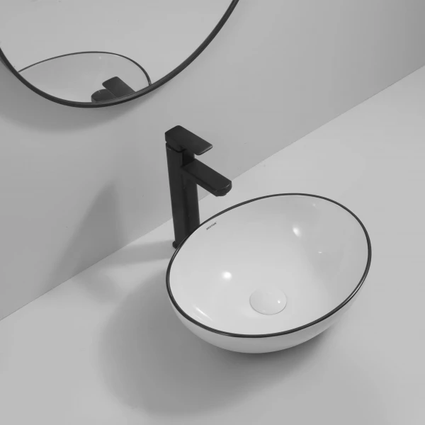 Раковина накладная MIXXUS PREMIUM ELLIPSE-0108 EDGE BLACK 400х330х145mm (MP6527)