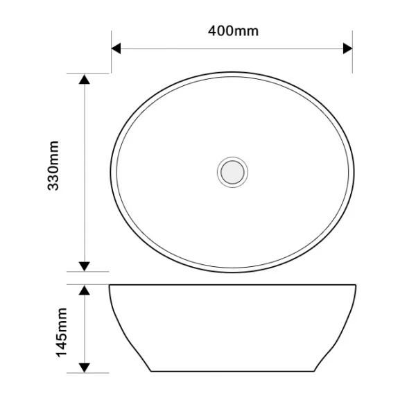 Раковина накладная MIXXUS PREMIUM ELLIPSE-0108 EDGE BLACK 400х330х145mm (MP6527)