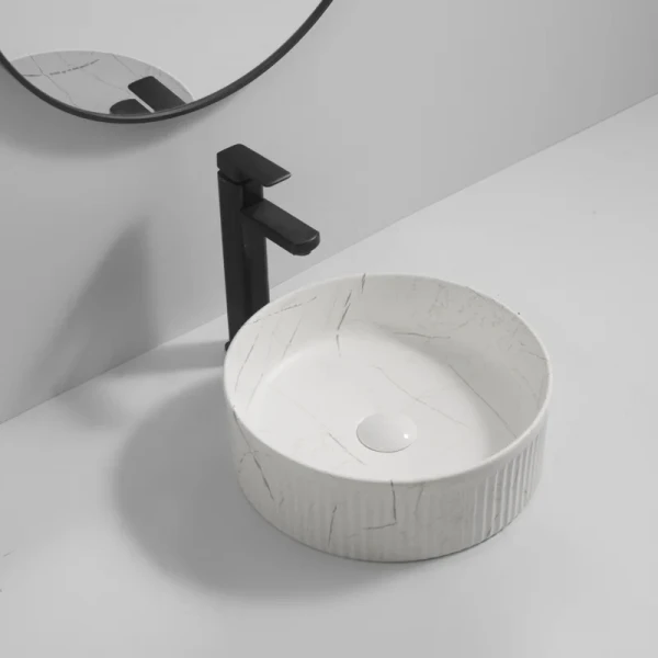 Раковина накладная Mixxus Premium WAVE-0102 MARBLE 370х370х130mm (MP6528)
