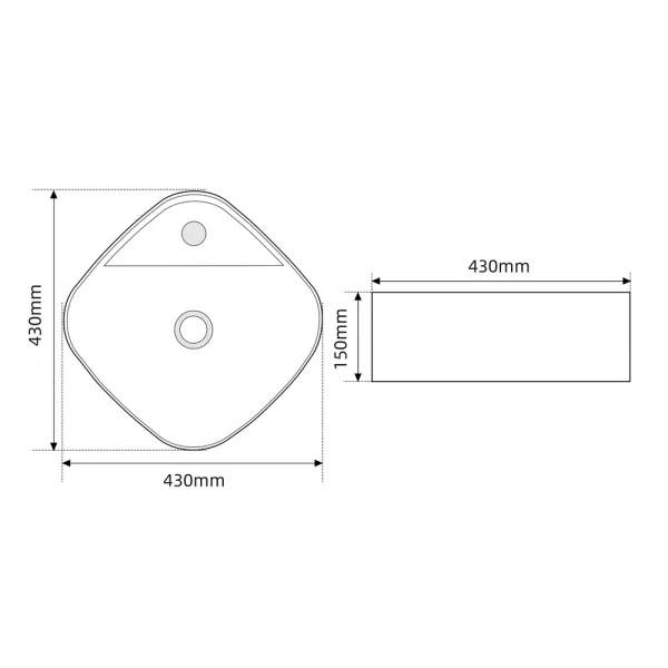 Раковина накладная MIXXUS PREMIUM WAVE-0201 MARBLE 430х430х150mm с отверстием под смеситель (MP6536)