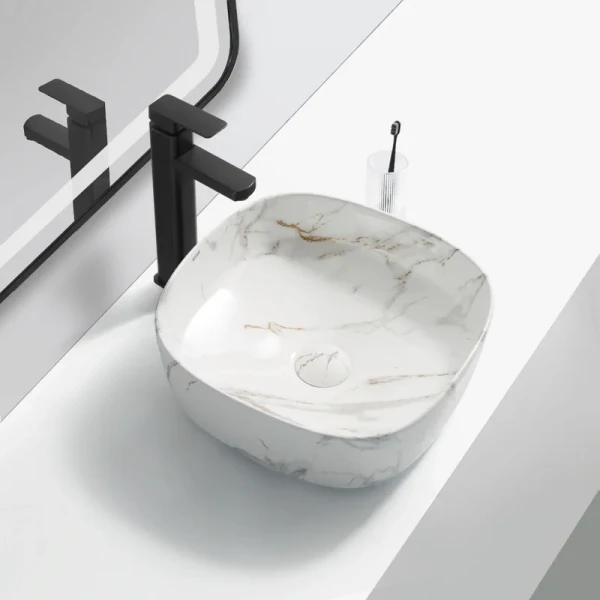 Раковина накладна Mixxus Premium DIVERSE-0104 MARBLE 370х370х135mm (MP6537)