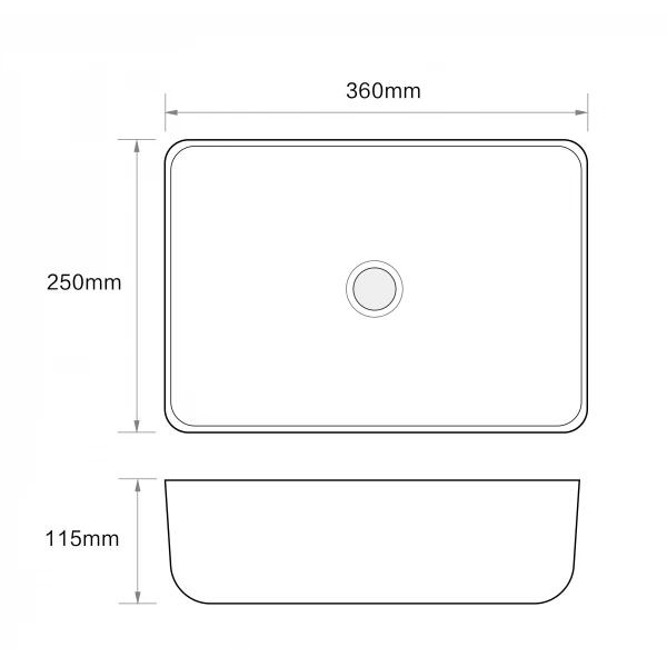 Раковина накладная Mixxus Premium DIVERSE-0103 360х250х115mm (MP6539)