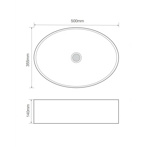 Раковина накладная Mixxus Premium BEVEL-0106 500х355х140mm (MP6546)