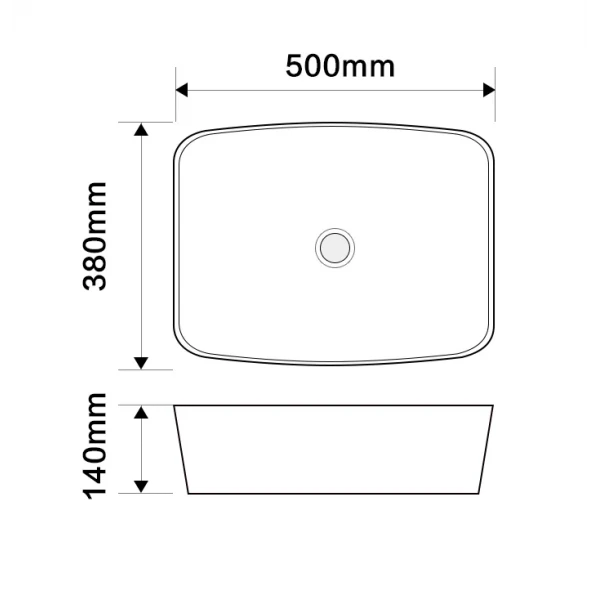 Раковина накладная Mixxus Premium DIVERSE-0109 EDGE GOLD 500х380х140mm (MP6548)