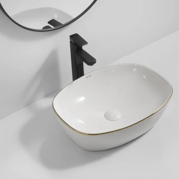 Раковина накладная Mixxus Premium DIVERSE-0109 EDGE GOLD 500х380х140mm (MP6548)