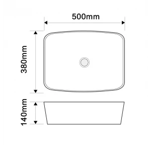 Раковина накладная Mixxus Premium DIVERSE-0109 EDGE GOLD 500х380х140mm (MP6548)