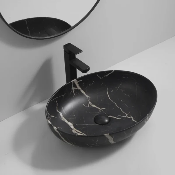 Раковина накладная Mixxus Premium ELLIPSE-0102 MARBLE 515х400х130mm (MP6552)