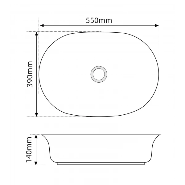 Раковина накладная Mixxus Premium ELLIPSE-0103 550х390х140mm (MP6553)
