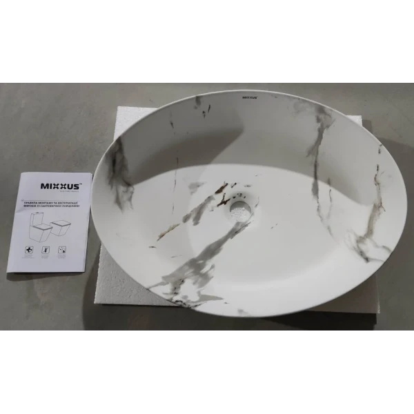 Раковина накладная MIXXUS PREMIUM ELLIPSE-0104 MARBLE 550х415х140mm (MP6554)