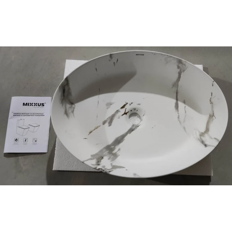 Раковина накладная MIXXUS PREMIUM ELLIPSE-0104 MARBLE 550х415х140mm (MP6554)