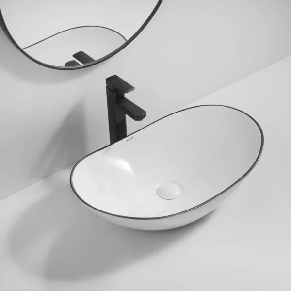 Раковина накладная Mixxus Premium WAVE-0105 EDGE BLACK 620х360х160mm (MP6556)