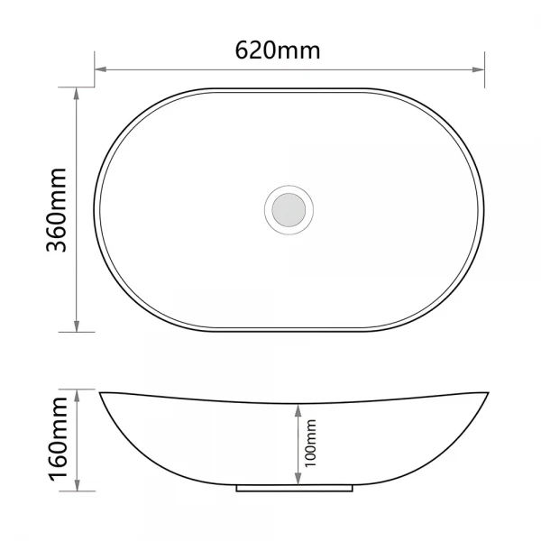 Раковина накладная MIXXUS PREMIUM WAVE-0105 EDGE GOLD 620х360х160mm (MP6557)