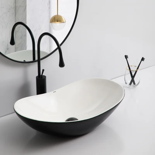 Раковина накладна Mixxus Premium WAVE-0105 WHITE-BLACK 620х360х160mm (MP6558)