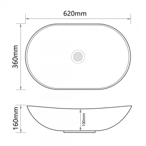 Раковина накладная Mixxus Premium WAVE-0105 WHITE-BLACK 620х360х160mm (MP6558)