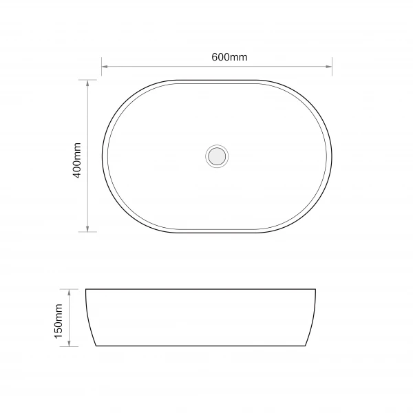 Раковина накладная MIXXUS PREMIUM ELLIPSE-0105 600х400х150mm (MP6563)