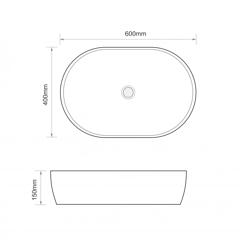 Раковина накладная MIXXUS PREMIUM ELLIPSE-0105 600х400х150mm (MP6563)