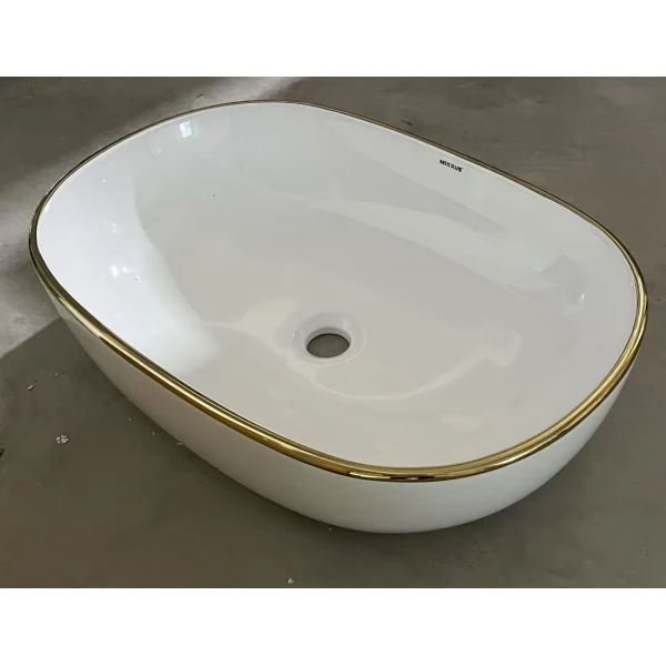 Раковина накладная Mixxus Premium ELLIPSE-0105 EDGE GOLD 600х400х150mm (MP6564)