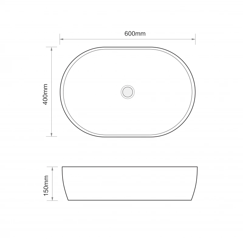 Раковина накладная Mixxus Premium ELLIPSE-0105 EDGE GOLD 600х400х150mm (MP6564)