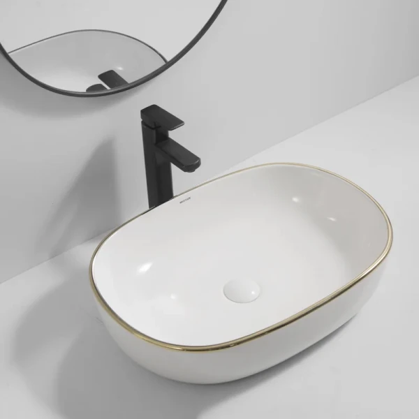 Раковина накладная Mixxus Premium ELLIPSE-0105 EDGE GOLD 600х400х150mm (MP6564)