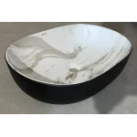 Раковина накладная MIXXUS PREMIUM ELLIPSE-0105 MARBLE-BLACK 600х400х150mm (MP6565)