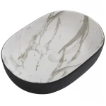 Раковина накладная MIXXUS PREMIUM ELLIPSE-0105 MARBLE-BLACK 600х400х150mm (MP6565)
