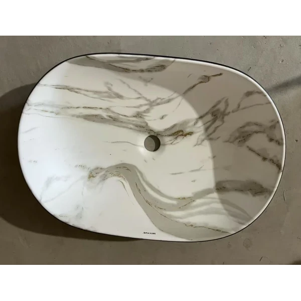 Раковина накладная MIXXUS PREMIUM ELLIPSE-0105 MARBLE-BLACK 600х400х150mm (MP6565)