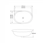 Раковина врізна під стільницю MIXXUS PREMIUM ELLIPSE-1701 570х385х205mm з переливом (MP6566)