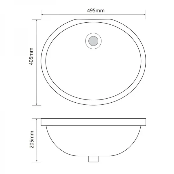 Раковина врезная под столешницу MIXXUS PREMIUM TOPPER-1701 495х405х205mm с переливом (MP6568)