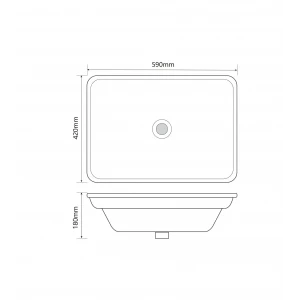 Раковина врезная на столешницу Mixxus Premium STYLE-1601 590х420х180mm с переливом (MP6570)