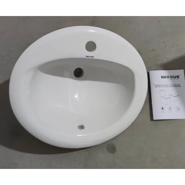 Раковина врезная на столешницу Mixxus Premium TOPPER-1602 515х400х200mm с отверстием под смеситель и переливом (MP6572)