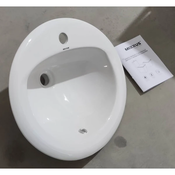 Раковина врезная на столешницу Mixxus Premium TOPPER-1602 515х400х200mm с отверстием под смеситель и переливом (MP6572)