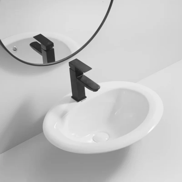 Раковина врезная на столешницу Mixxus Premium TOPPER-1602 515х400х200mm с отверстием под смеситель и переливом (MP6572)