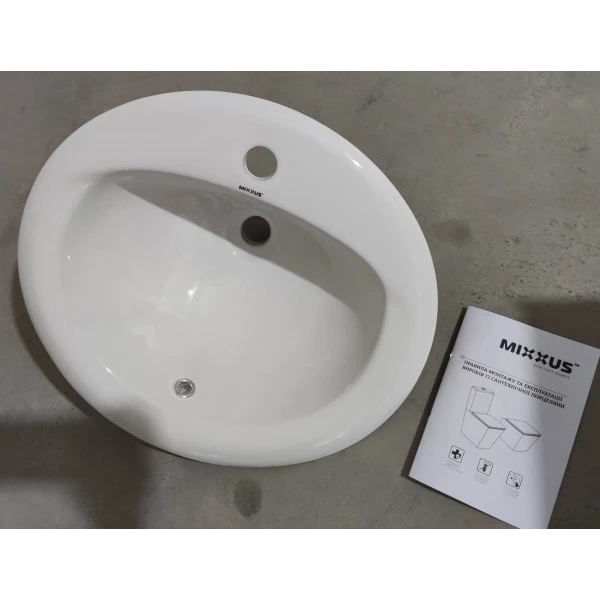 Раковина врезная на столешницу Mixxus Premium TOPPER-1602 515х400х200mm с отверстием под смеситель и переливом (MP6572)