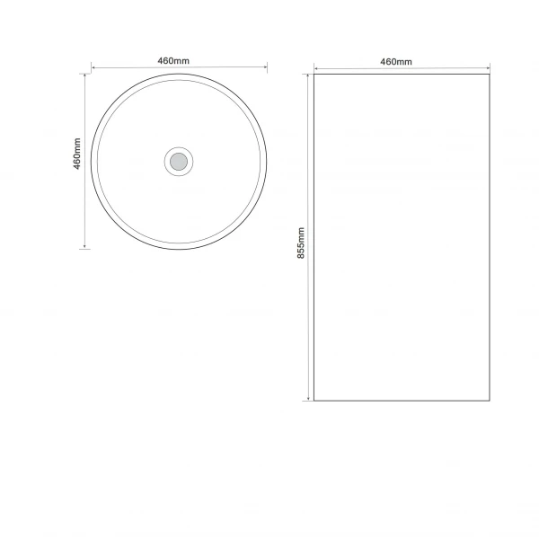 Раковина моноблок MIXXUS PREMIUM ELLIPSE-1101 460х460х855mm с переливом (MP6573)