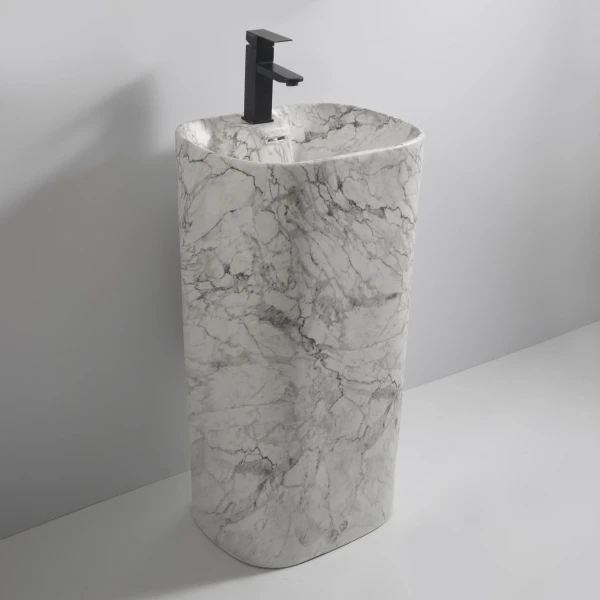 Раковина моноблок MIXXUS PREMIUM DIVERSE-1101 MARBLE 460х380х840mm с отверстием под смеситель и переливом (MP6575)