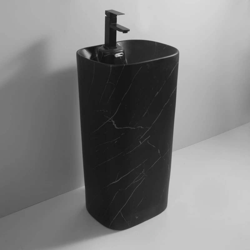 Раковина моноблок MIXXUS PREMIUM DIVERSE-1102 MARBLE 460х380х840mm з отвором під змішувач та переливом (MP6576)