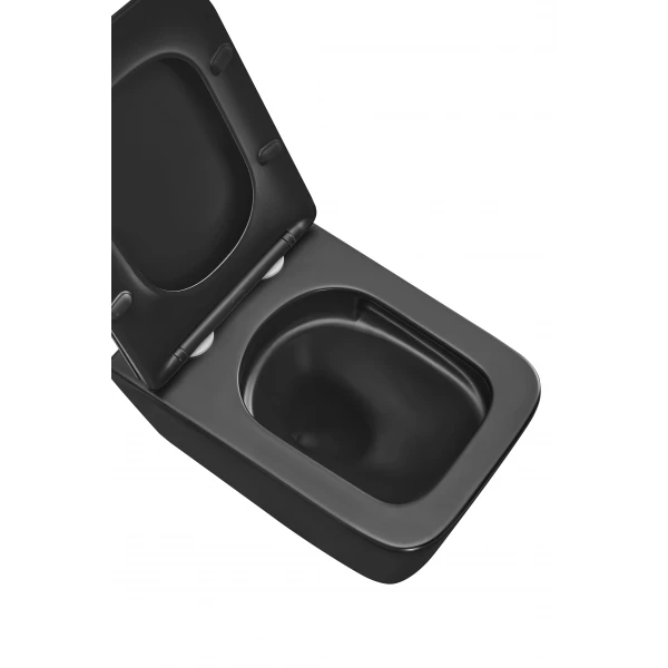 Унітаз підвісний Mixxus Premium QUADRO-0301-T3 BLACK 490х340х360mm, система змиву TORNADO 3.0 (MP6587)