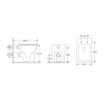 Унітаз підлоговий безбачковий Mixxus Premium QUADRO-0701-R 600х355х410mm, система змиву RIMLESS (MP6590)