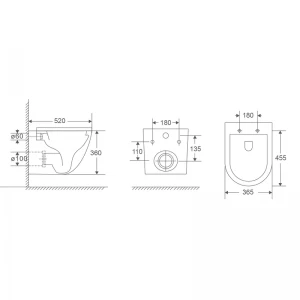 Унітаз підвісний Mixxus Premium ELLIPSE-0303-T3 BLACK 520х365х360mm,система змиву TORNADO 3.0 (MP6591)