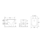 Унитаз напольный безбачковой MIXXUS PREMIUM BEVEL-0701-T1 580х365х430mm, система смыва TORNADO 1.0 (MP6597)