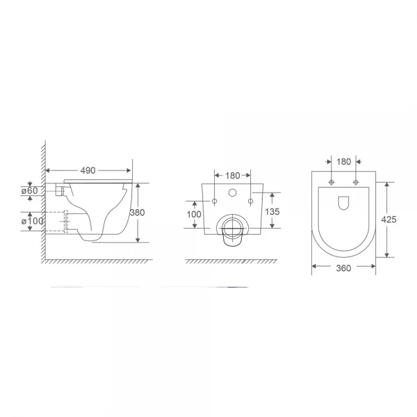 Унитаз подвесной Mixxus Premium TOPPER-0302-T3 490х360х380mm, система смыва TORNADO 3.0 (MP6599)