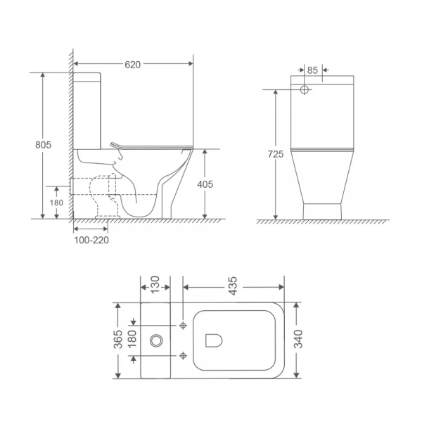 Унитаз-компакт MIXXUS PREMIUM STYLE-0401-T3 620х365х805mm, система смыва TORNADO 3.0 (MP6601)