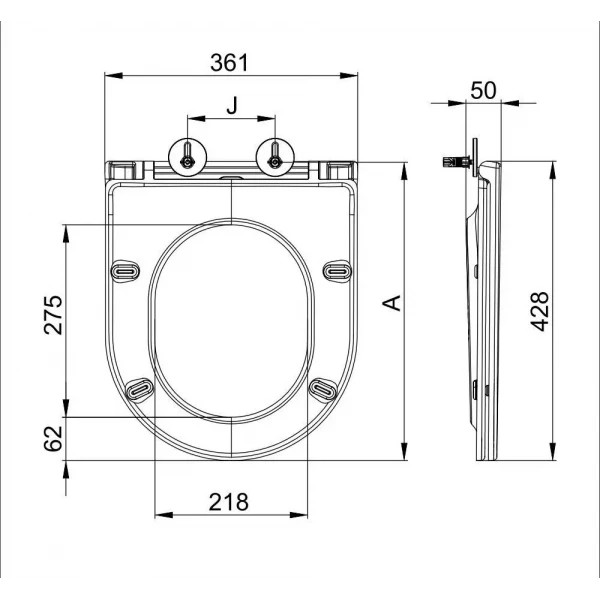 Сидение-крышка для унитаза Mixxus Premium SEAT COVER ELLIPSE-WAVE-2001 с микролифтом 428х361х50mm (MP6610)