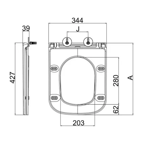 Сидение-крышка для унитаза Mixxus Premium SEAT COVER QUADRO-STYLE-2001 с микролифтом 427х344х39mm (MP6613)