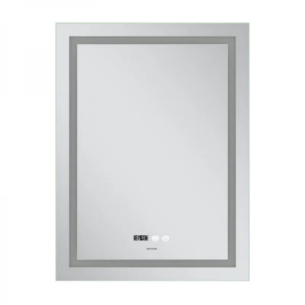 Зеркало Mixxus Premium FLASH MR21-60x80 с Led Touch, Anti-fog, димером, регулятором яркости, часами (MP6617)