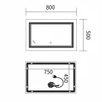 Зеркало Mixxus Premium QUADRO MR20-50x80-Reverse с Led Touch, Anti-fog, димером, регулятором яркости (MP6620)