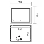 Зеркало Mixxus Premium QUADRO MR20-90x70-Reverse с Led Touch, Anti-fog, димером, регулятором яркости (MP6621)