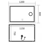 Зеркало Mixxus Premium QUADRO MR20-120x80 с Led Touch, Anti-fog, димером, регулятором яркости, линзой (MP6624)