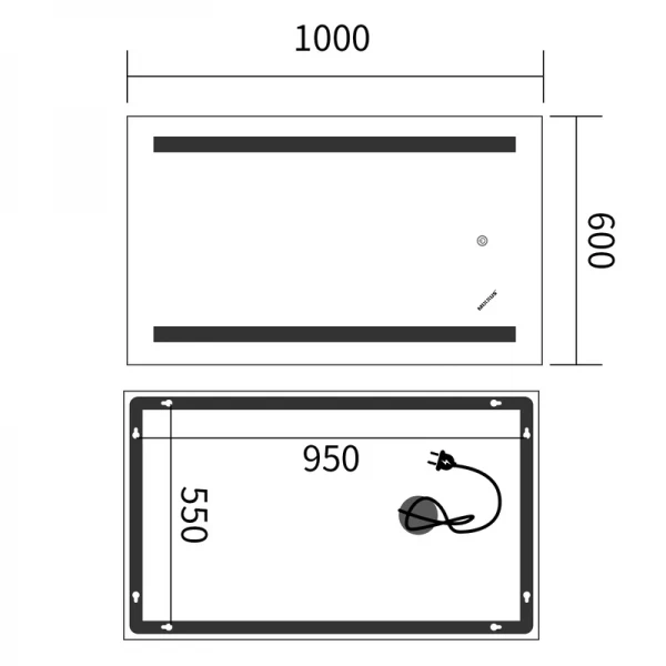 Зеркало Mixxus Premium LINES MR17-100x60-Reverse с Led Touch, Anti-fog, димером, регулятором яркости (MP6625)
